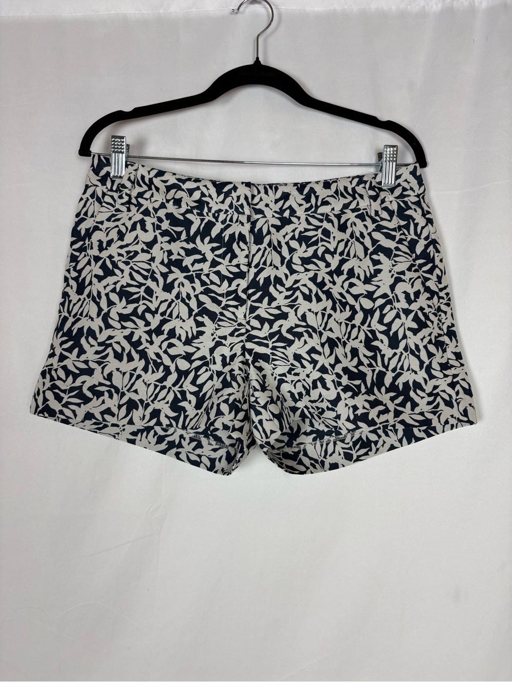 fresh Navy and White Leaf-Print Waistband Shorts